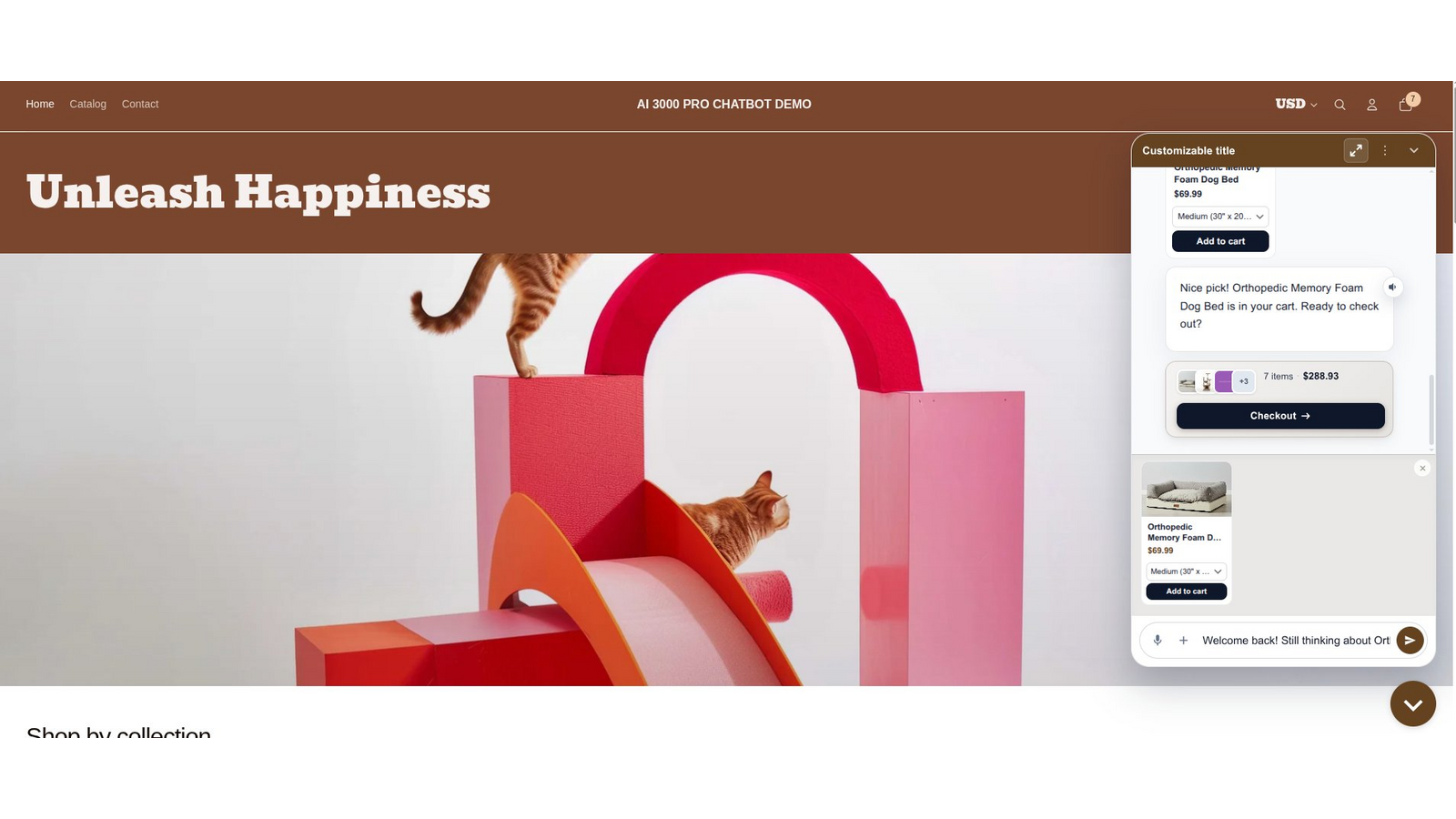 In-chat checkout nudge with cart summary and cross-sell